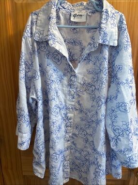 Blue Floral Button-Up Shirt